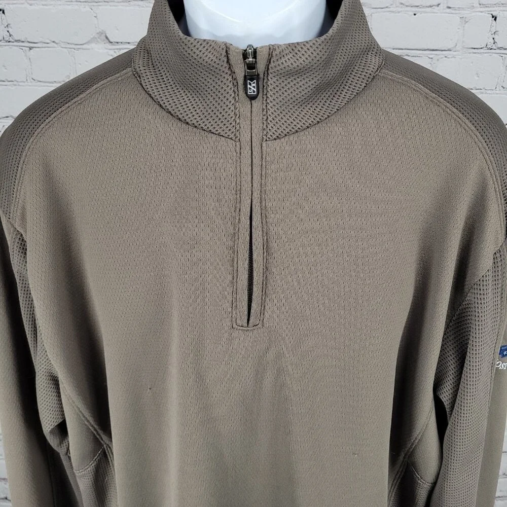 Cutter & Buck Brown DryTec MGA Lost Creek Cup Golf 1/4 Zip Pullover Sweater L